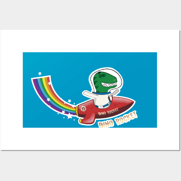 Dino Rocket Wall Art by HarlinDesign